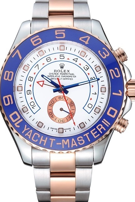 Aaa replica watch 622270 Bezel II Bracelet Rolex Blue Steel Gold and Stainless White Yacht-Master Dial Rose 0819